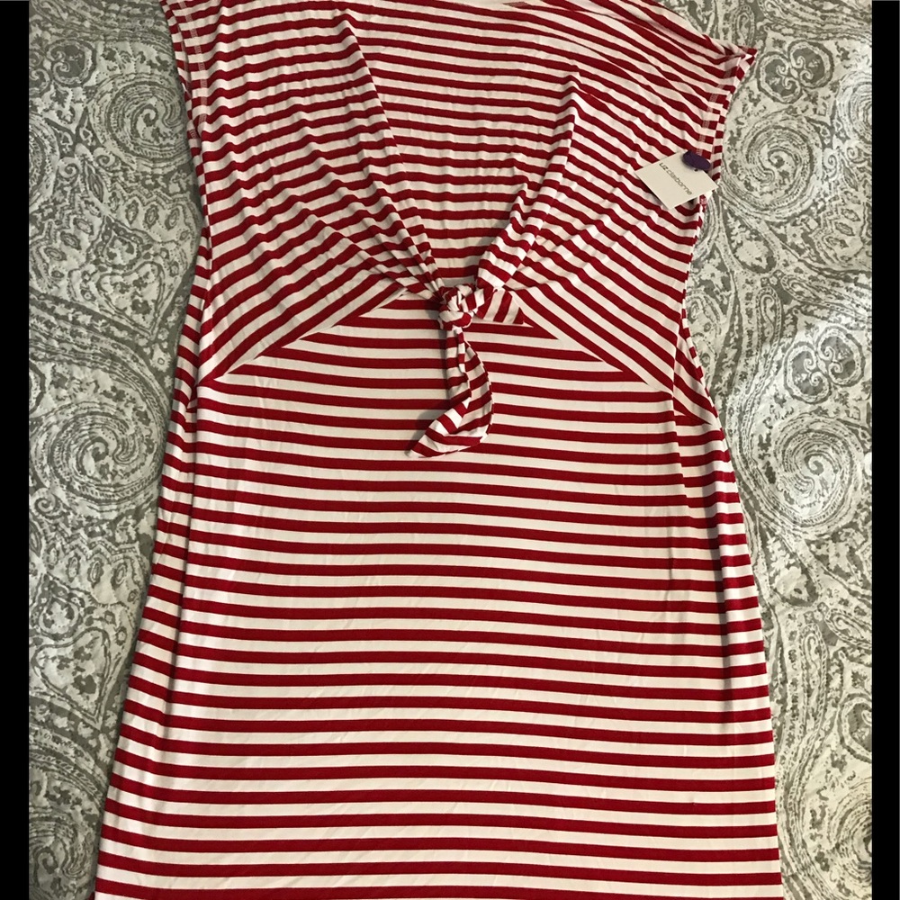 Liz Claiborne red striped knot dress New xl